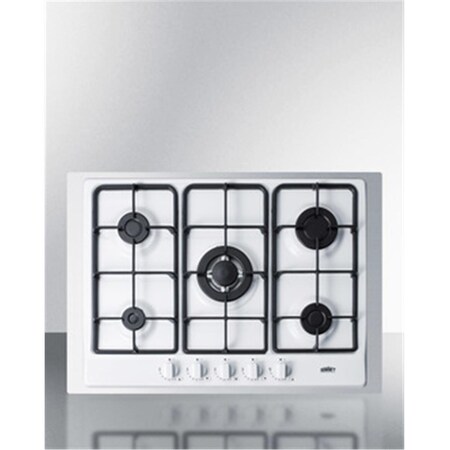 Summit 5 Burner Gas Cooktop with 30 in. Trim Kit - White Finish SU460074